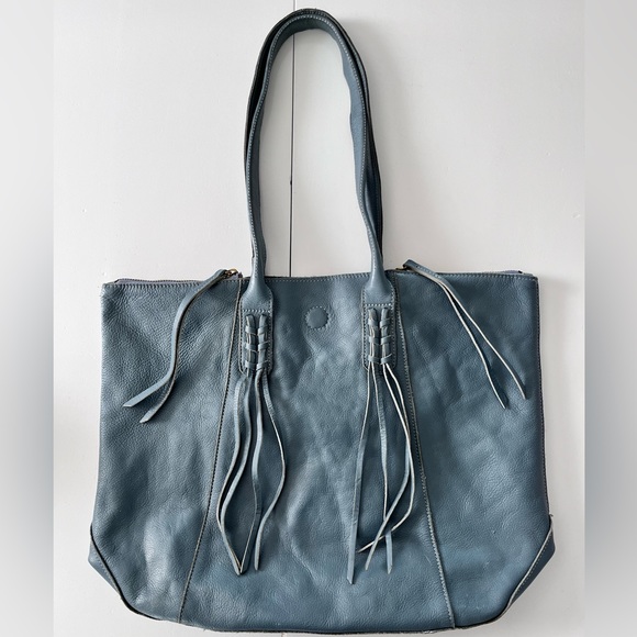 Genuine LEATHER TOTE | Boho!! | Blue - Picture 8 of 14